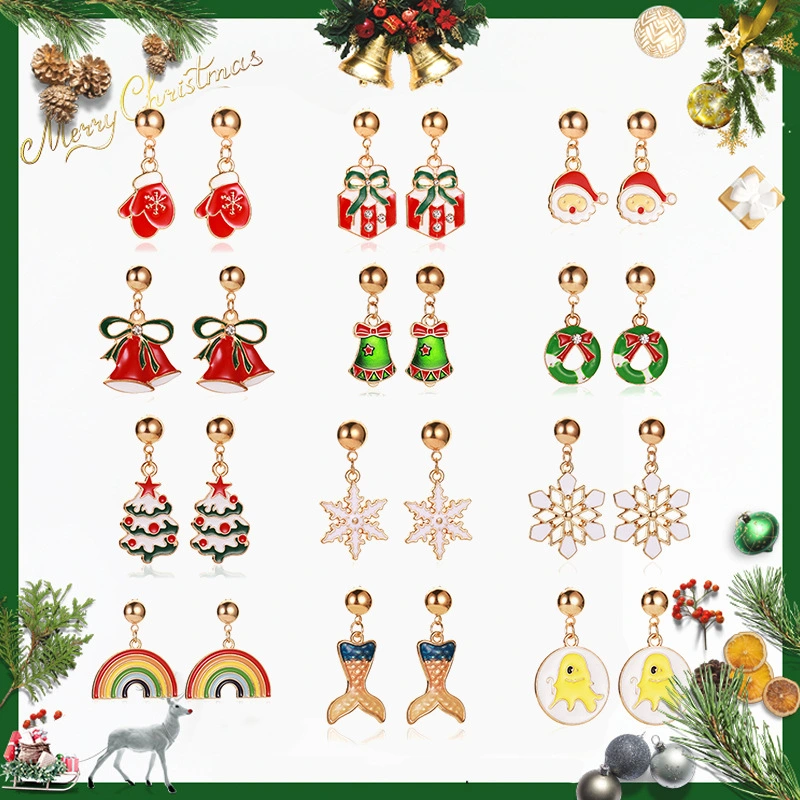 Christmas Snowflake Pumpkin Rainbow Earrings Women