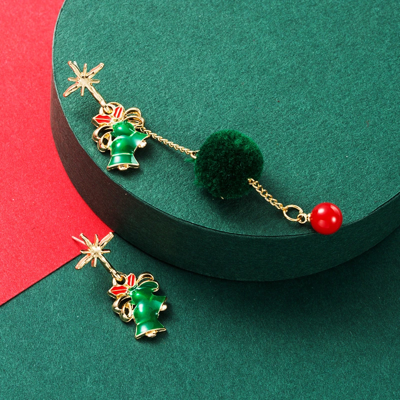 Alloy Drip Oil Santa Hair Ball Earrings