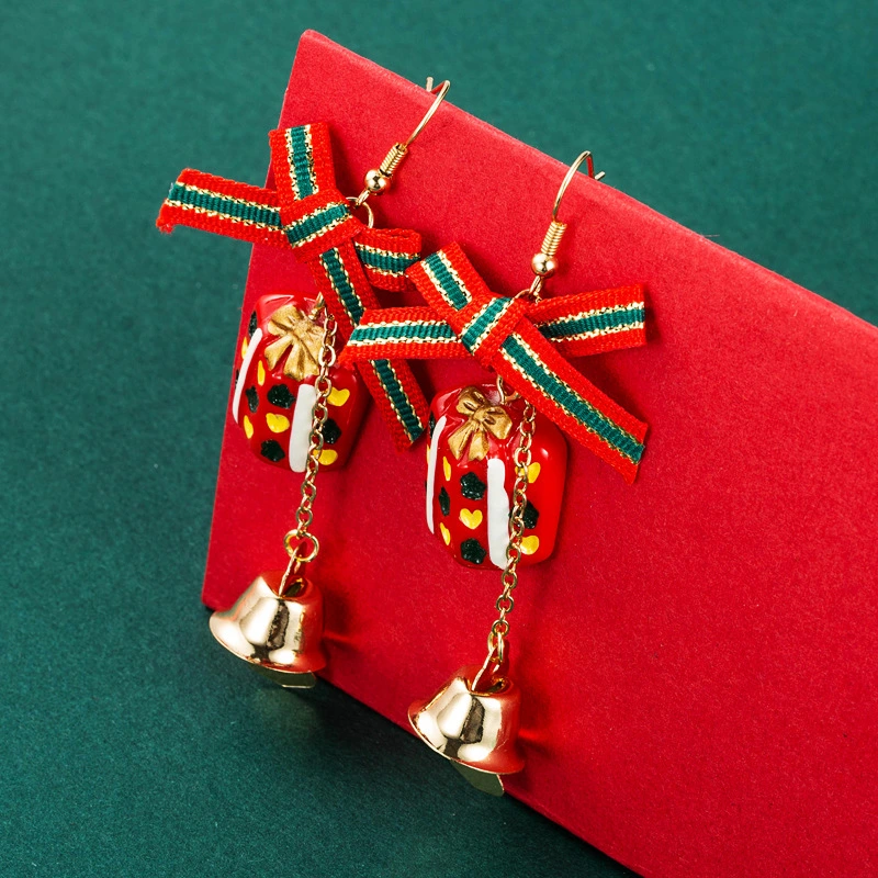 Christmas Series Alloy  Tree Bow Earrings