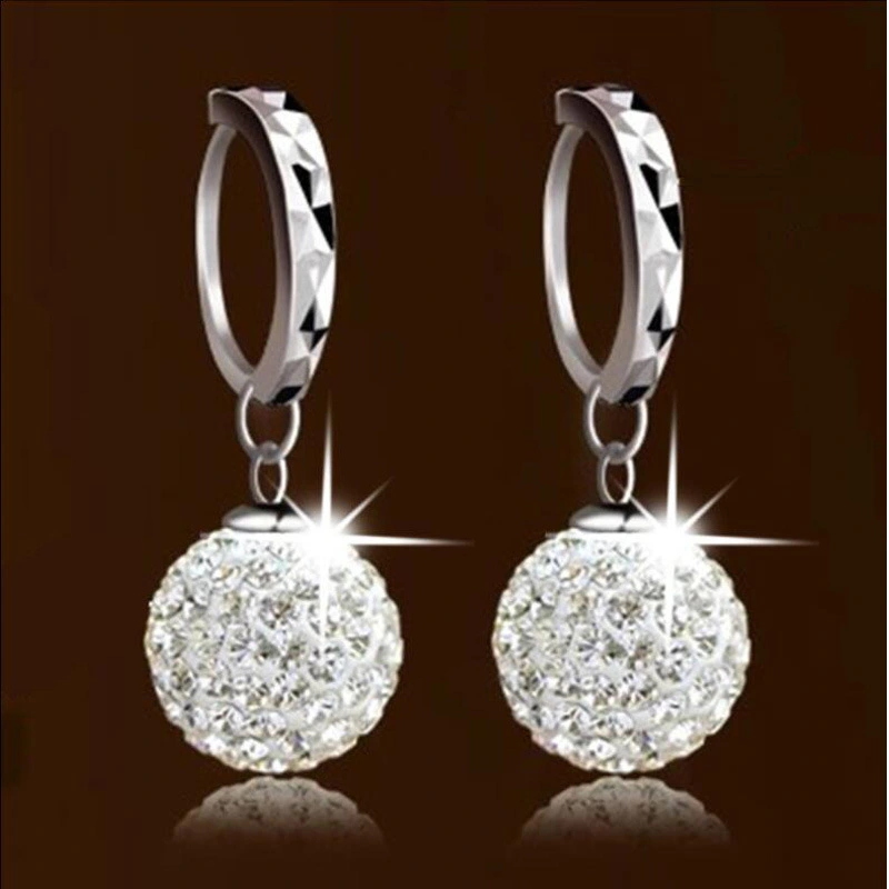 Full Rhinestone Soft Ceramic Ball Buckle Small Earring Earrings