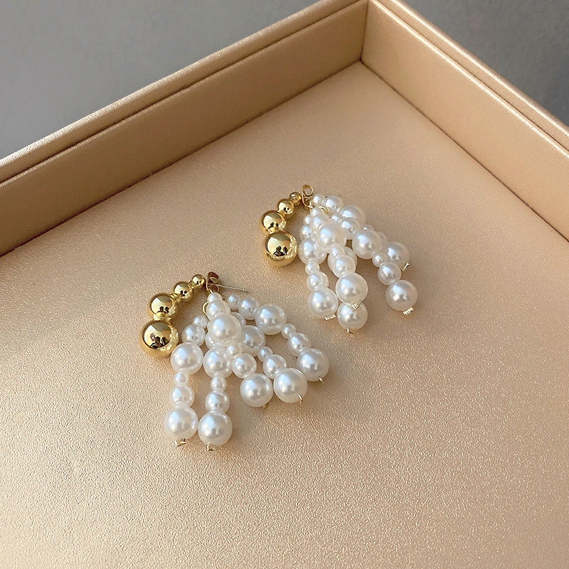 Baroque Size Pearl Tassel Earrings With Silver Needle