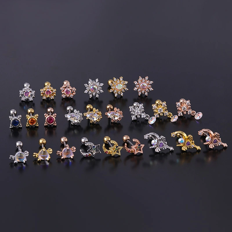 New Korean Style Geometric Shape Metal Stainless Steel Thin Rod Ear Bone Studs