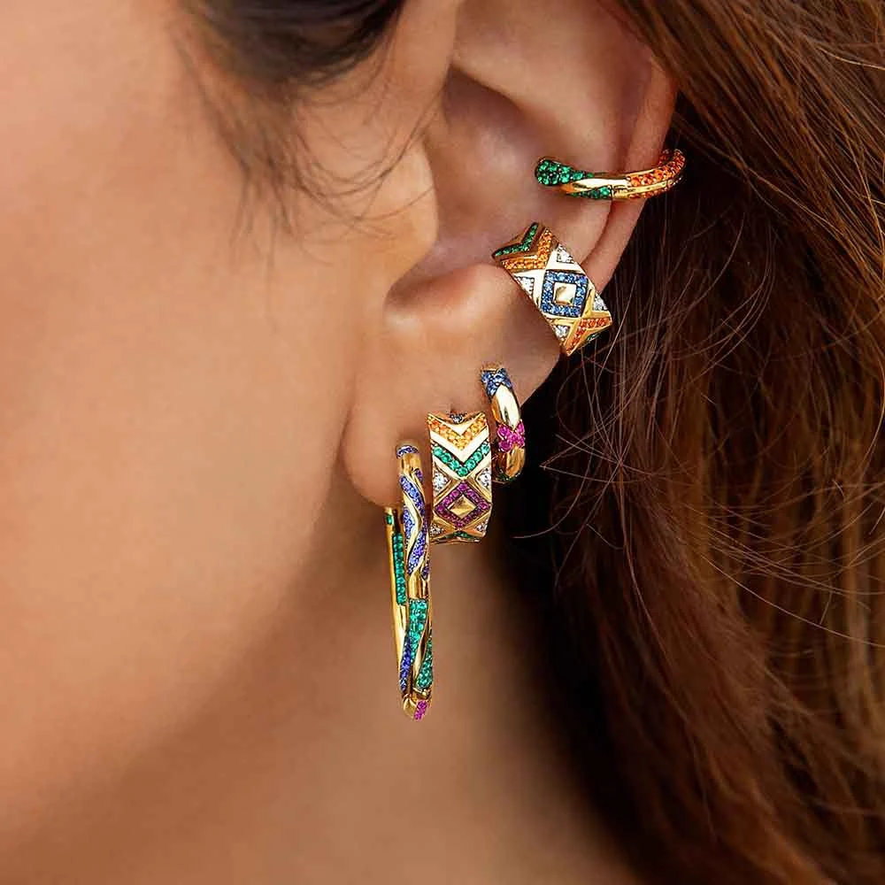 Big-brand Ethnic Style Colored Striped Ear Clips Without Pierced Ears