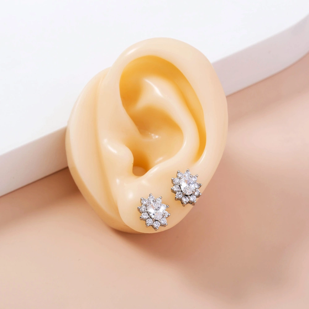 Oval Flowers, Zircon earrings, earrings