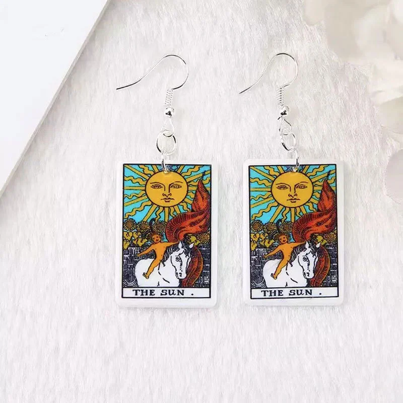 New Product Caro Card Game Chess Card European And American Fashion Personality Resin Earrings