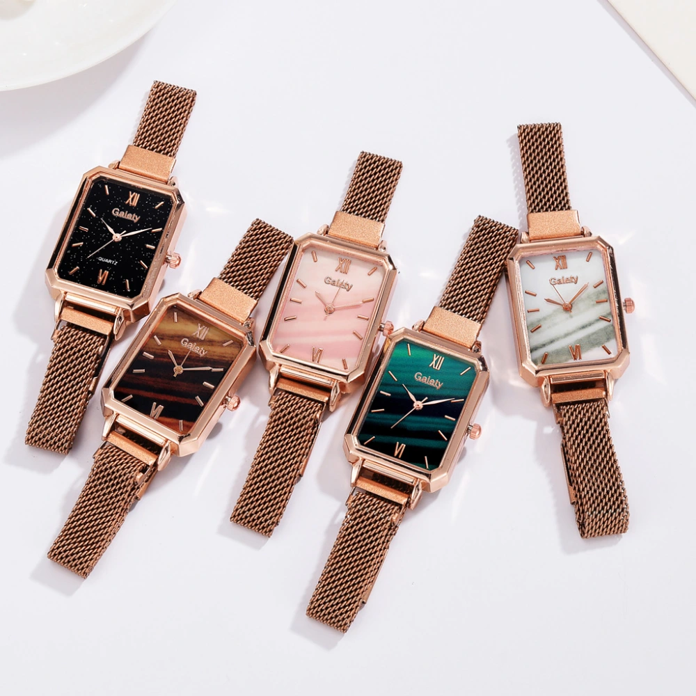 Alloy Mesh Belt Small Green Watch Korean Fashion Ladies Square Head Quartz Watch