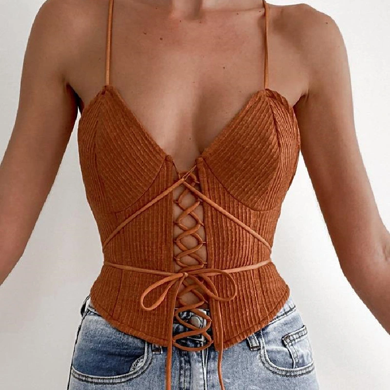 Fishing Net Lace Halter Retro Pit Strip Camisole