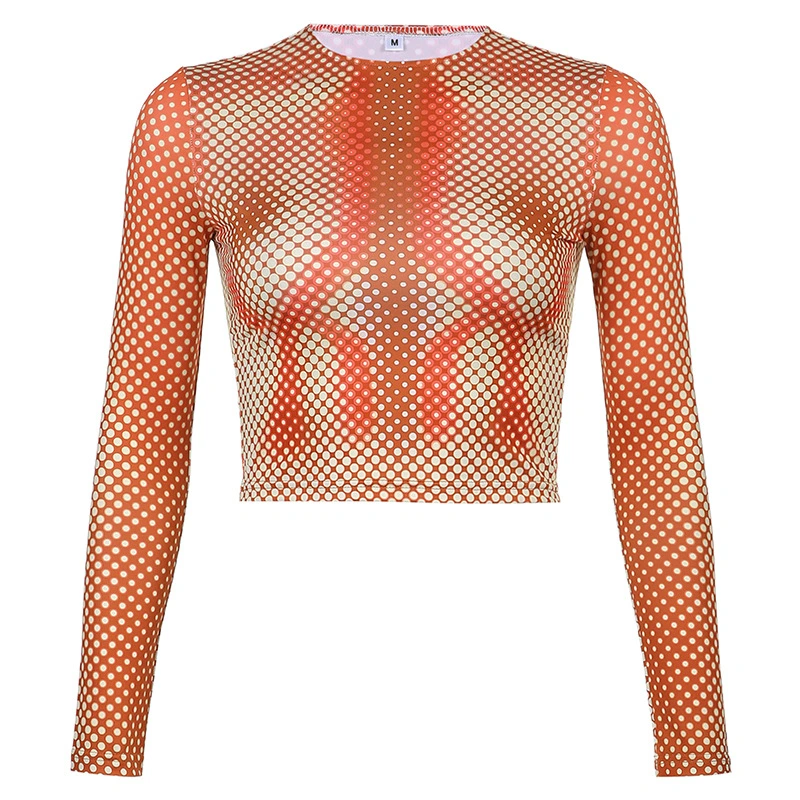 Abstract Print Sexy Hot Girl Long Sleeve Top