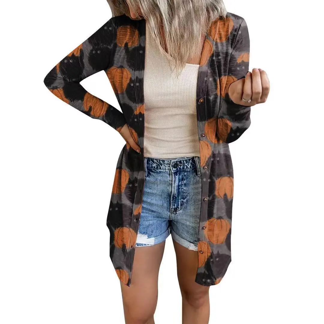 European And American Halloween Theme Printed Coat Small Cardigan