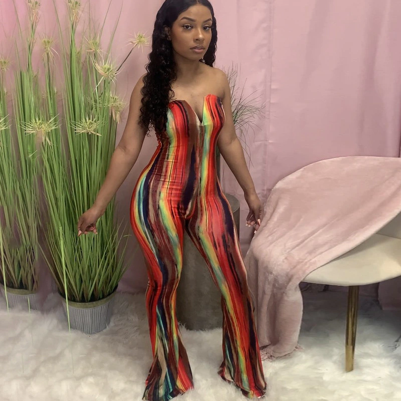 Tube top slim old trousers jumpsuit