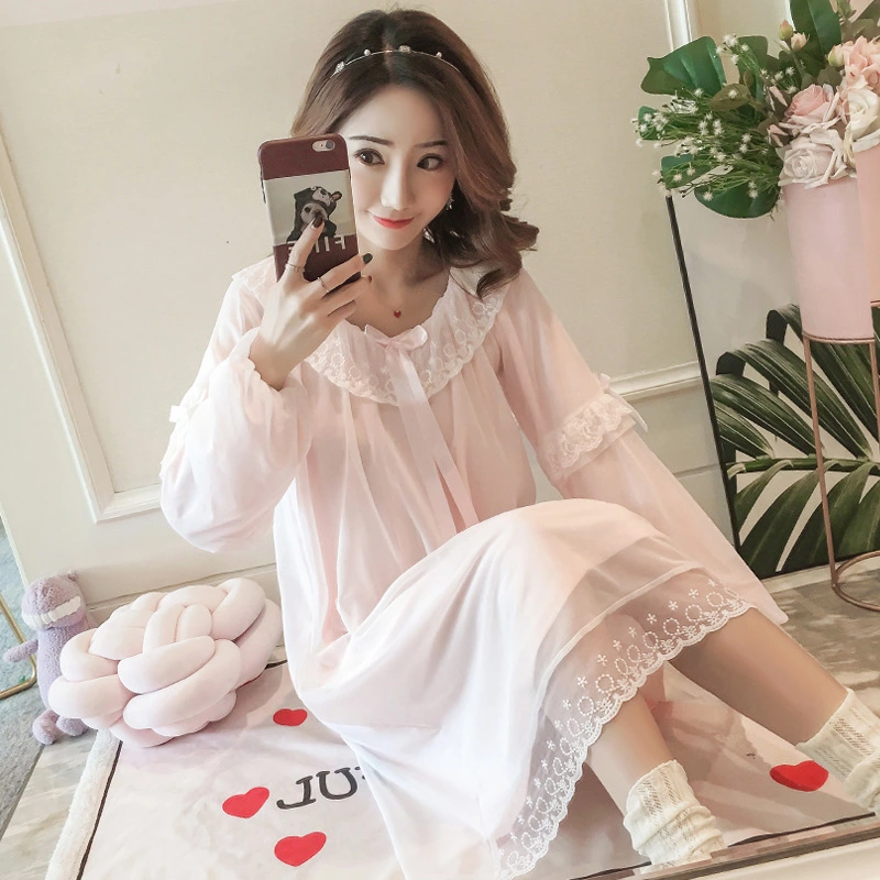 Retro Sweet Fairy Lace Mesh Beautiful Long-sleeved Home Wear Pajamas