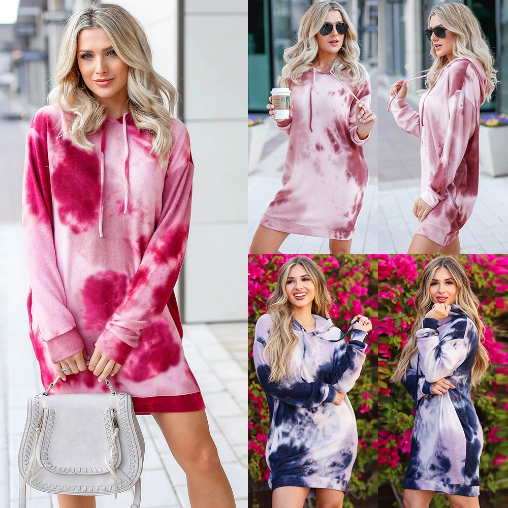 Mid-length Hooded Pullover Casual Loose Dress