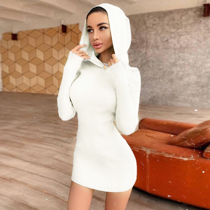 Temperament Commuter Knitted Solid Color Cotton Hood
