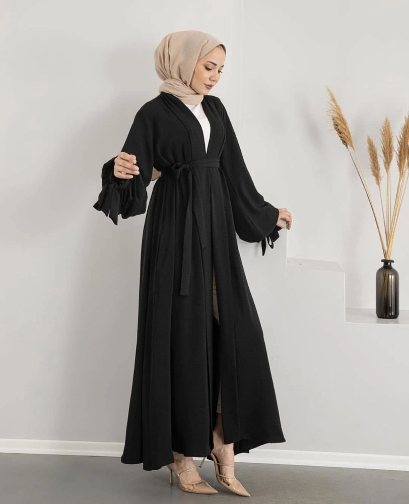 Puff Sleeve Cardigan Robe Autumn Europe And America Dubai Elegant Muslim Ladies Dress