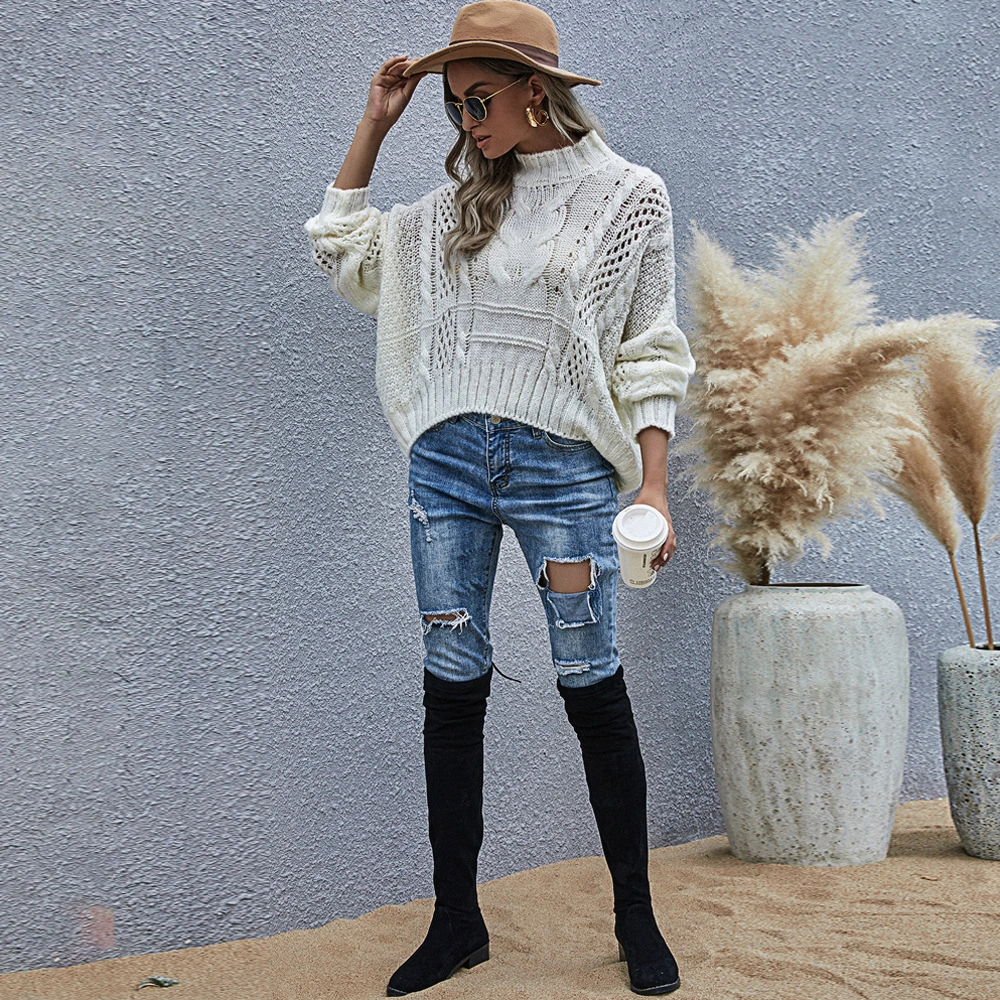 Lazy Wind Hollow Twist Knit Sweater