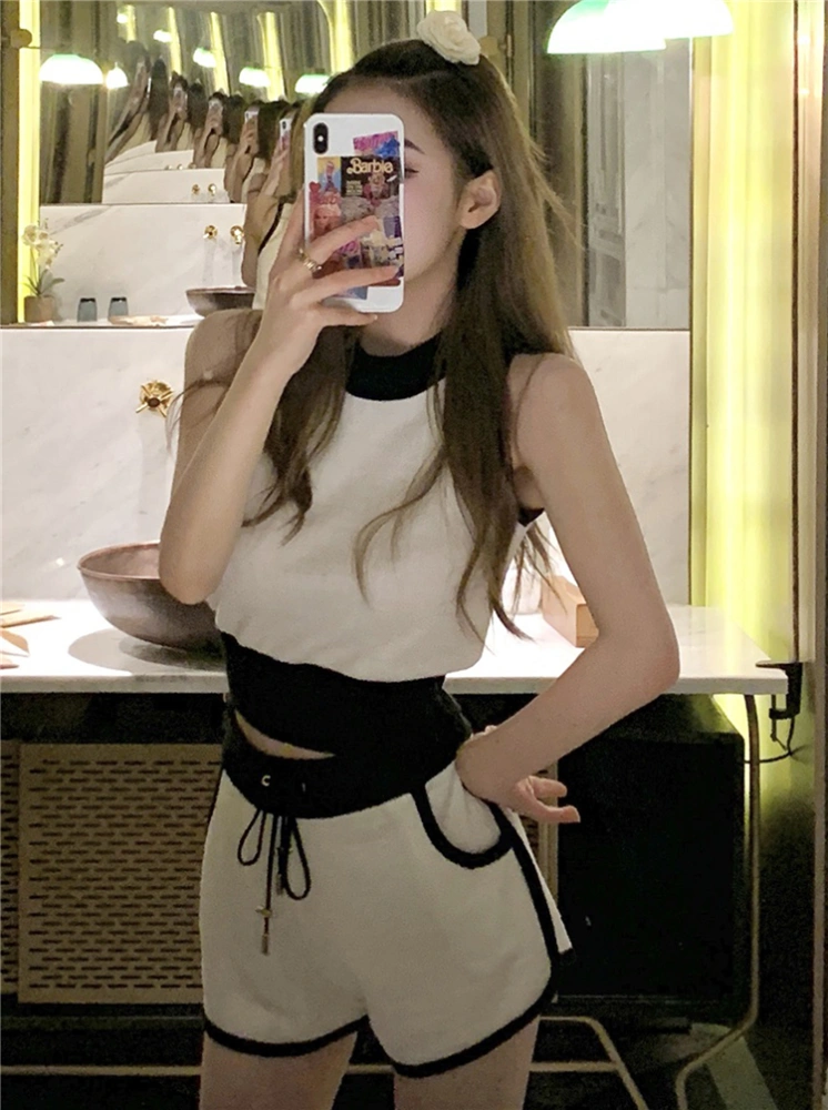 Sleeveless Top Shorts Net Red Fried Street Two-piece Suit