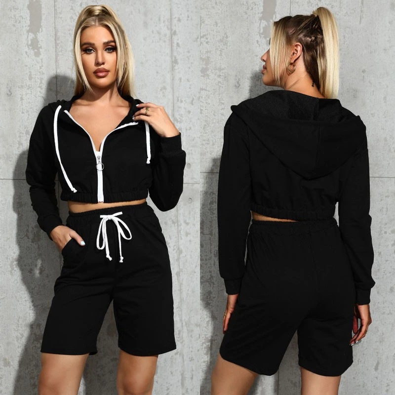 Long-Sleeved Trendy Sweater Five-Point Pants Suit