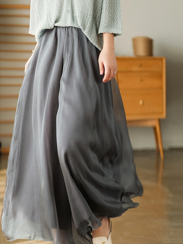 Mesh Wide-leg Women's Thin High-waisted Loose Chiffon Pants