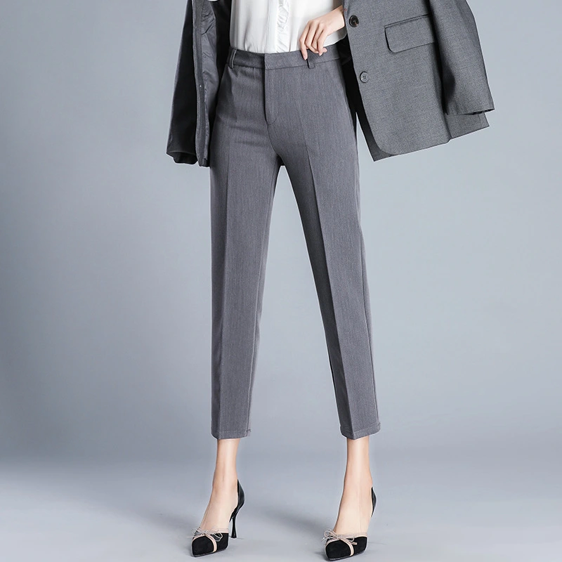 All Match Straight Cigarette Casual Cropped Trousers