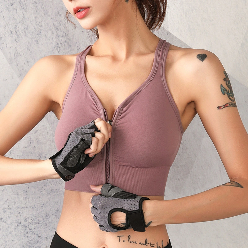 New Vest Sports Zipper Bra Without Steel Ring