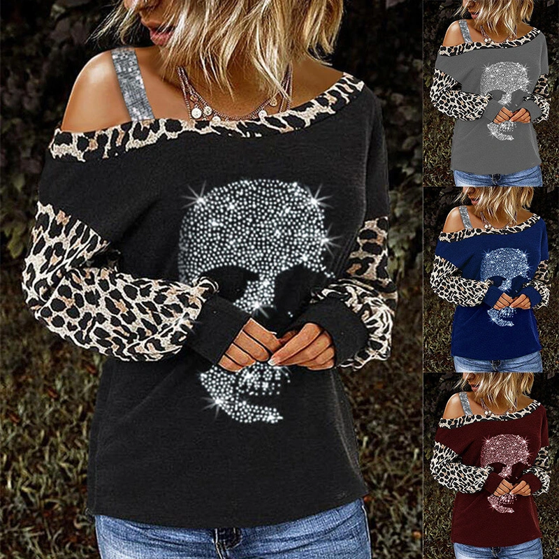 New Women's Top Leopard Print Stitching Strapless