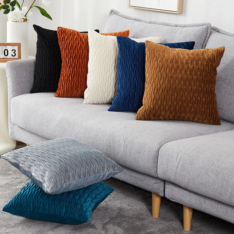 Solid Color Velvet Embossed Pillowcase Sofa