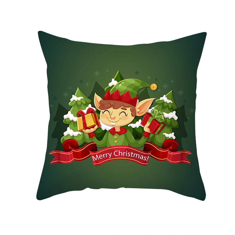 Cartoon Santa Claus Series Peach Skin Sofa Cushion Cover