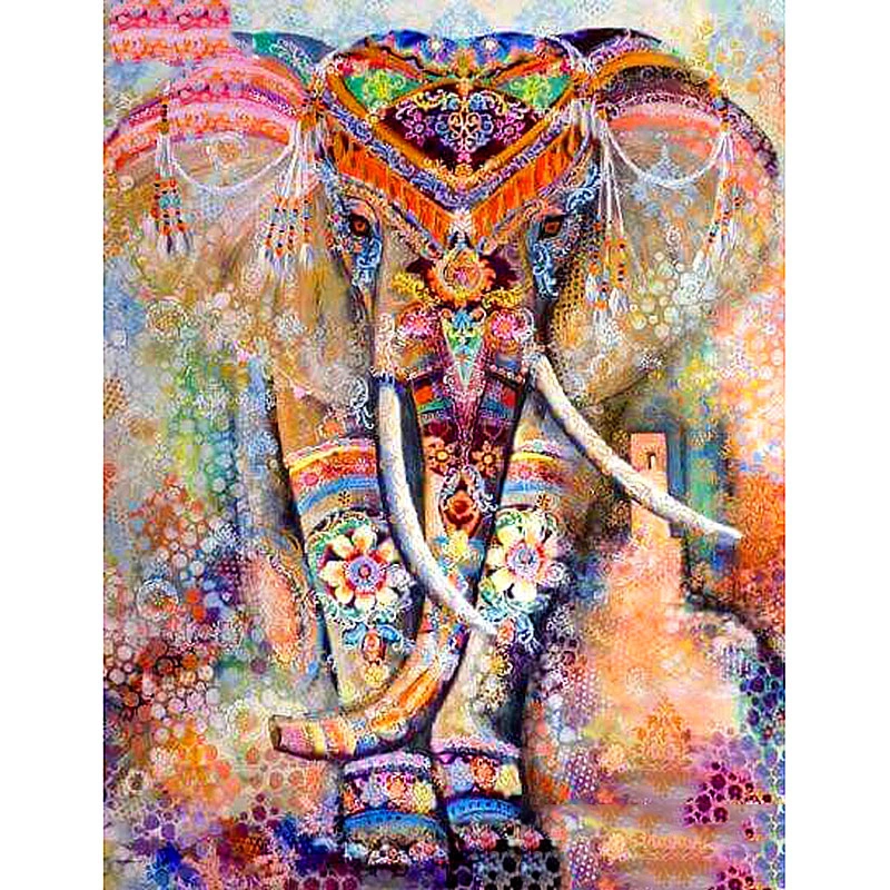 Diamond Painting Colorful Elephant Theme, Full 5D Embroidery