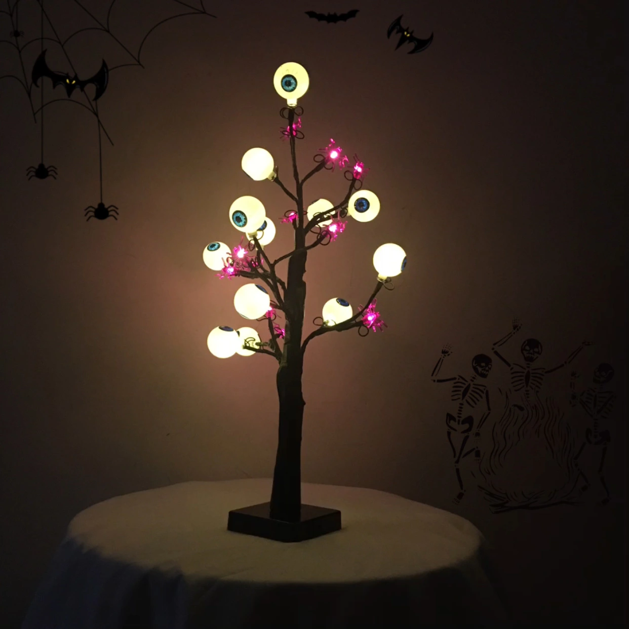 Halloween LED Ghost Eyeball Tree Light Halloween Decoration For Home Decor Desktop Spooky Desk Lamp Horror Night Lights Ornament