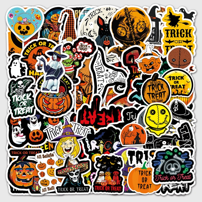 50 Halloween Doodle Stickers Laptop Water Cup Refrigerator Sticker Waterproof