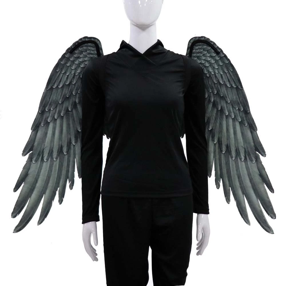 Halloween unisex oversized black white angel wings