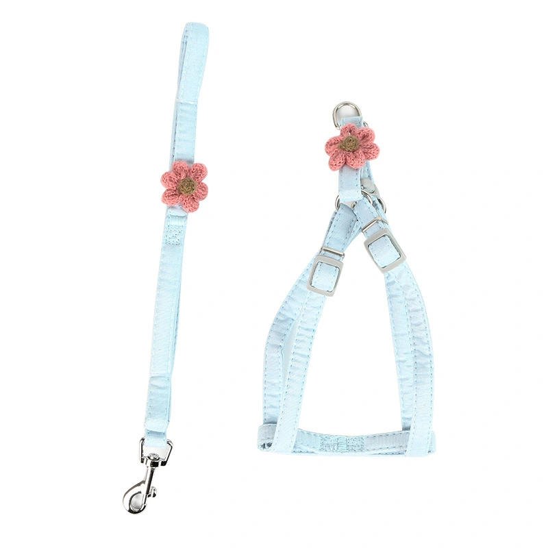 Dog Flower Traction Rope With Chest Back