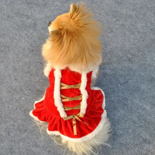 Pet Clothing New Year And Christmas Classic Red Skirt