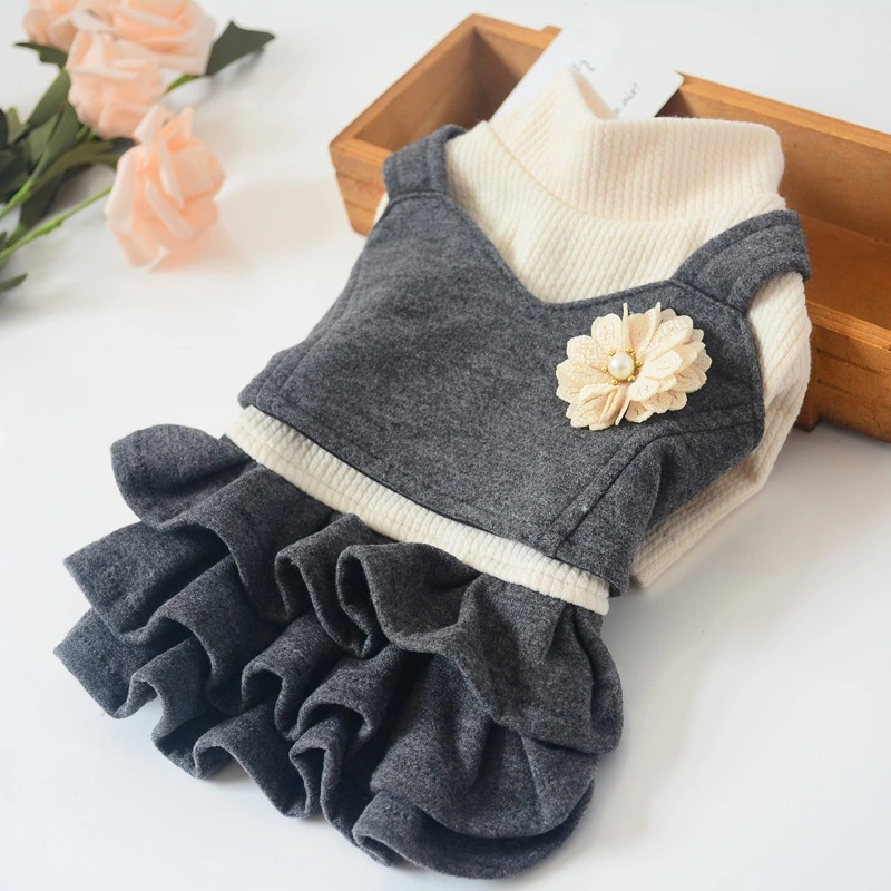 Korean Style Woolen Princess Dress Dog Clothes Teddy