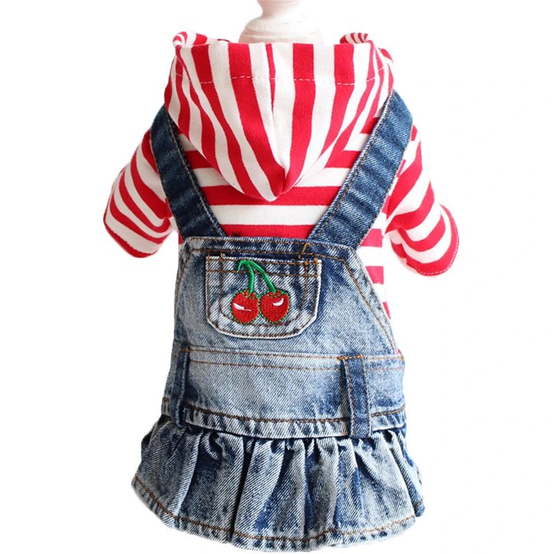 Spring And Autumn Winter Teddy Puppy Dog Plaid Embroidered Denim Skirt