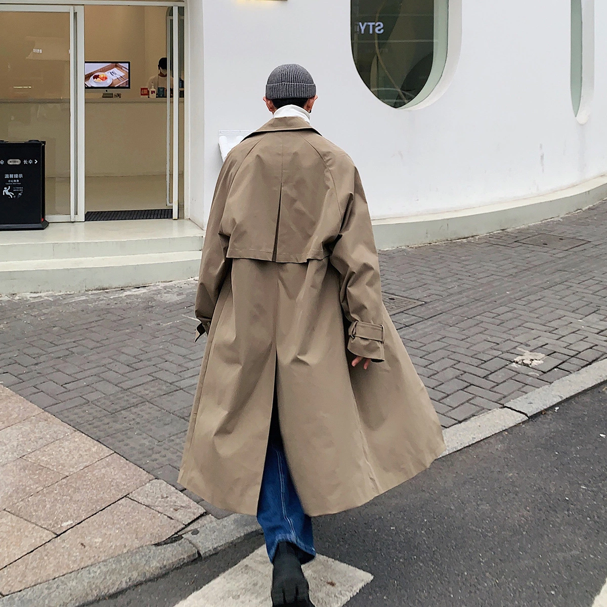 Windbreaker Male Chunqiu Long Korean Version Of The Trend Slim Double Row