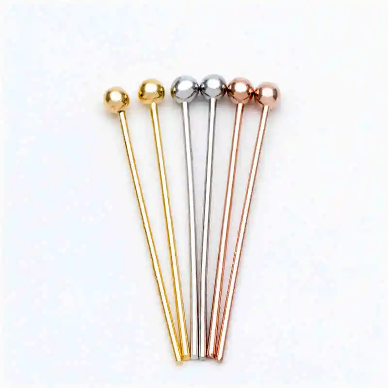 Round Head Pin Copper Plated Real Gold Handmade Diy Earrings Accessories