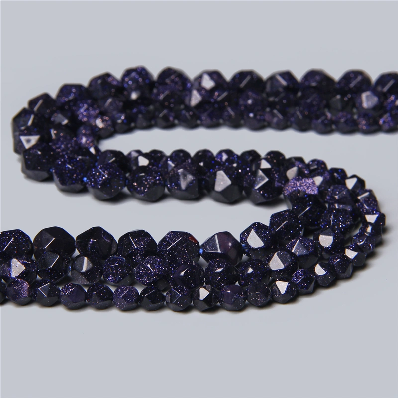 Blue Sand Stone Faceted Loose Beads Cut Corner Blue Sand Stone Golden Sand Stone DIY Fashion Jewelry With Beads