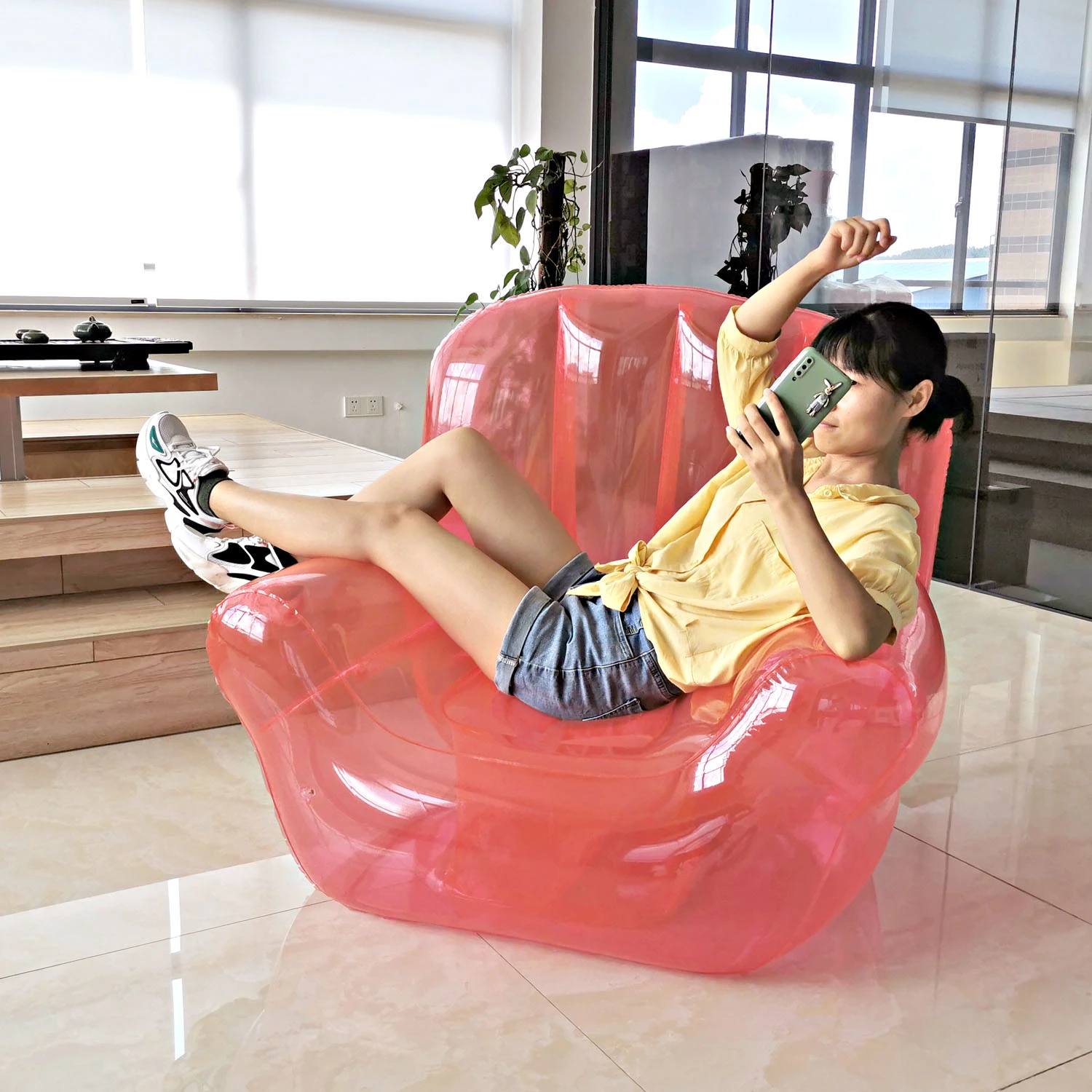 Net Red Transparent Ins Wind Inflatable Queen Sofa
