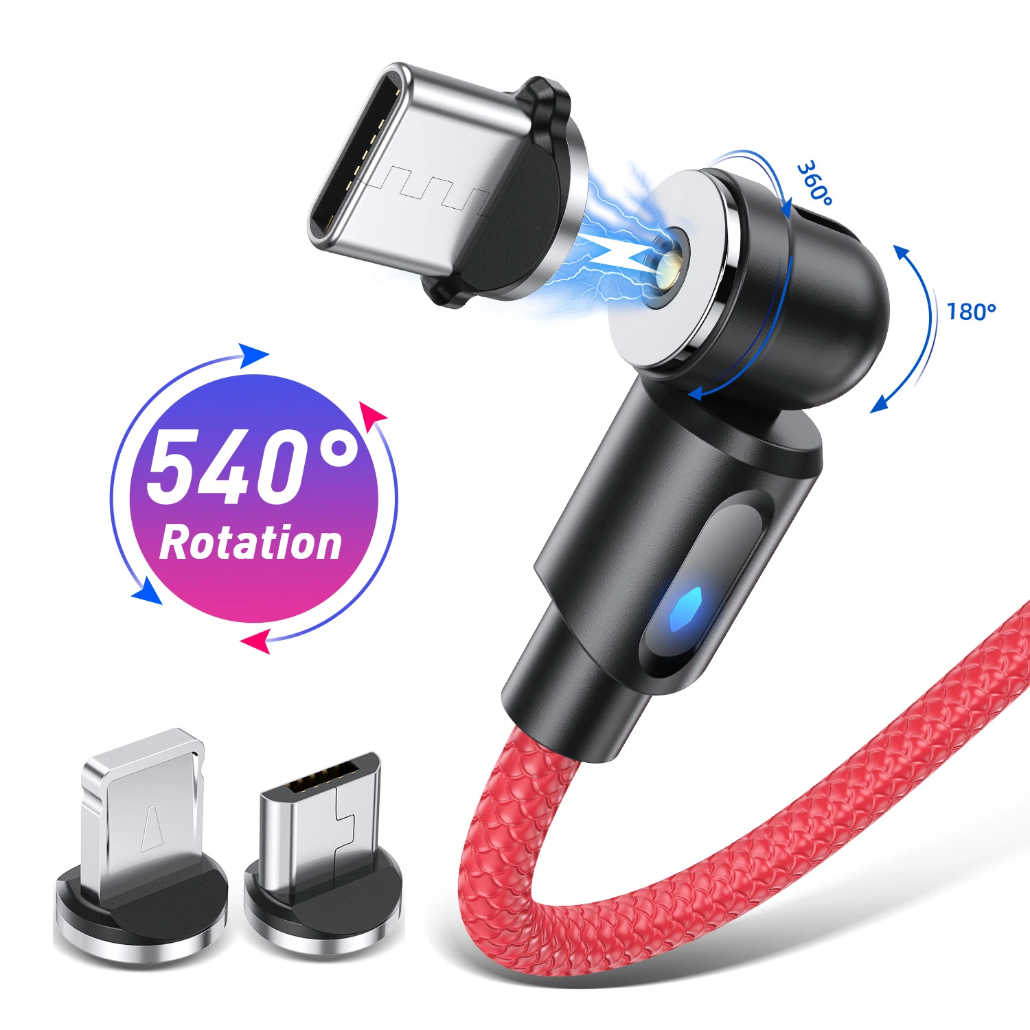 540 Degree Rotating Magnetic Charging Cable