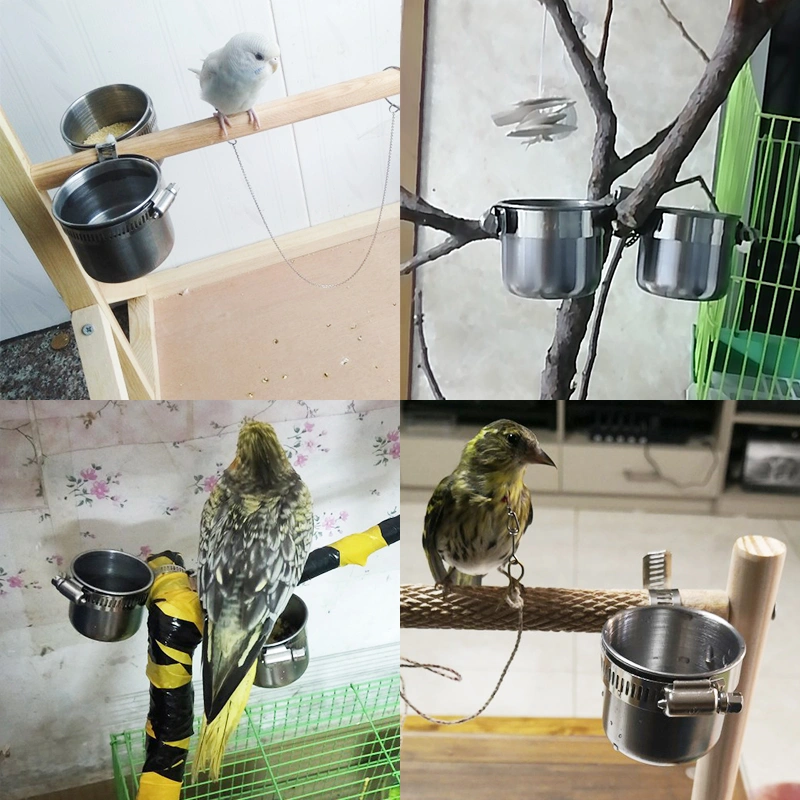 Parrot Bird Food Cup Food Bowl Stand DIY Stand Stainless Steel