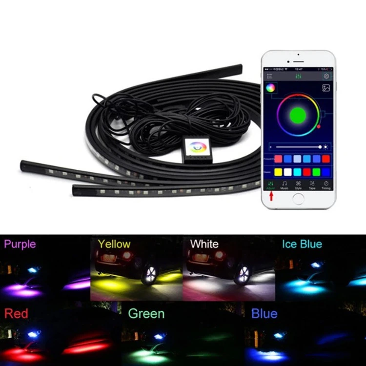 Car Underglow Light LED Underbody Light Flexible Strip Remote APP Control Car Led Neon Light RGB Decorative Atmosphere Lamp