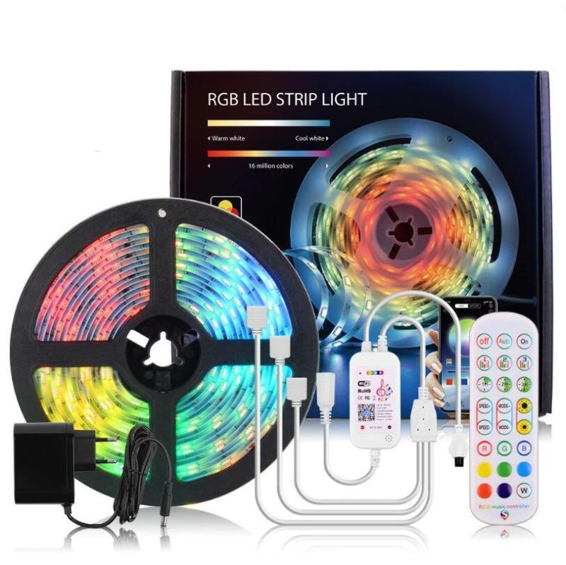 Wifi Light With 5050rgb12v 24 Key Remote Control Music Rhythm Voice Smart Light Strip Set