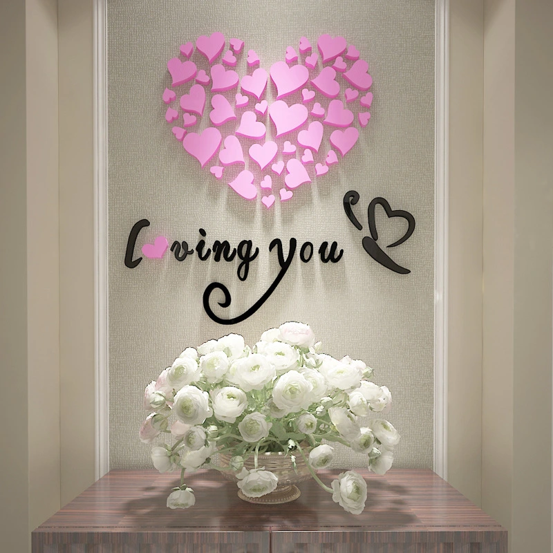 Crystal Acrylic Love 3D Three-dimensional Wall Sticker Bedroom Bedside Decoration