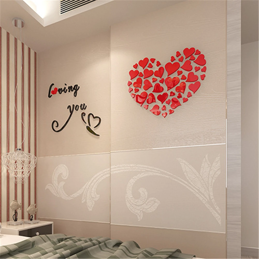 Crystal Acrylic Love 3D Three-dimensional Wall Sticker Bedroom Bedside Decoration