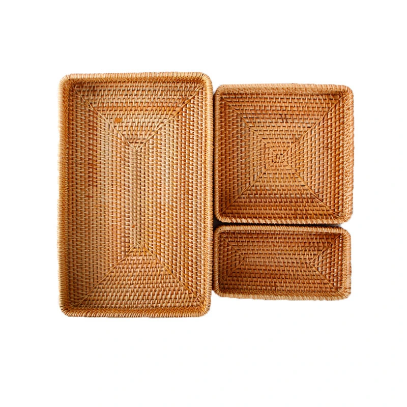 Handmade Rattan  Household Rectangular Tea Tray