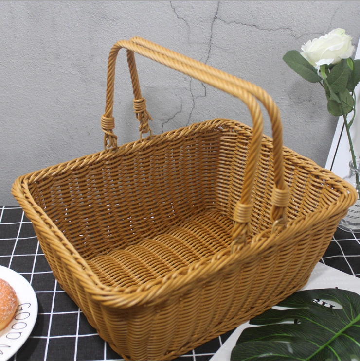 Woven Shopping Basket Square Outdoor Picnic Storage