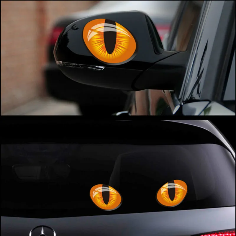 Cute Simulation Cat Eyes Car Stickers 3D Vinyl Decal For Rearview Mirror Car Head Engine Cover Windows Decoration