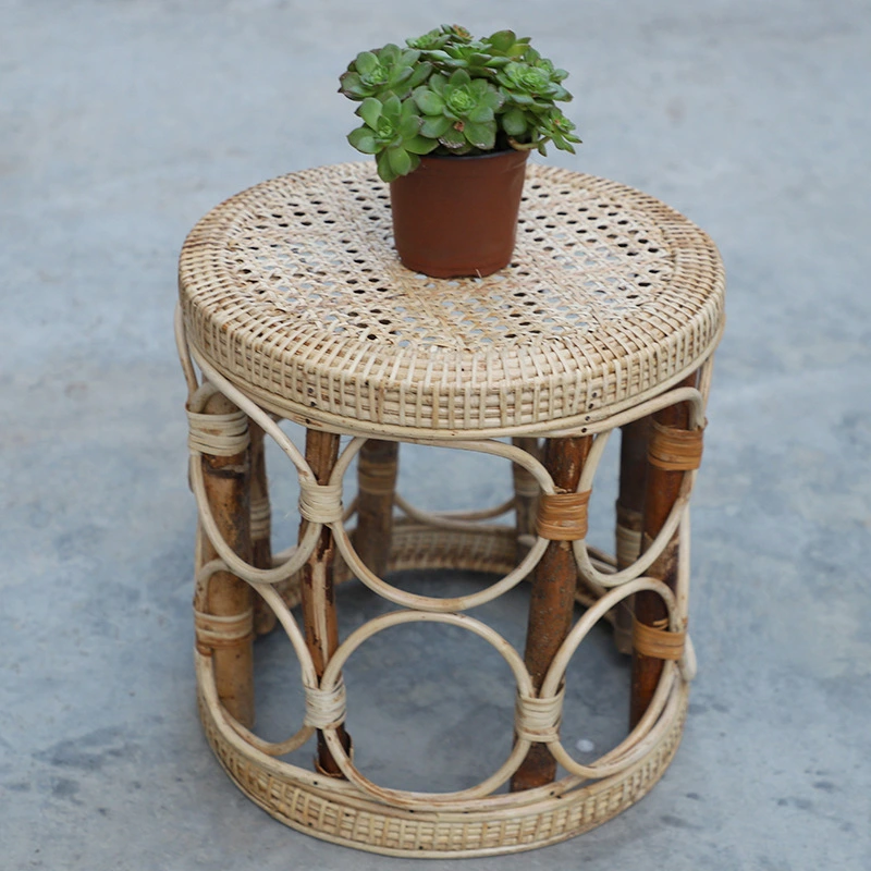 Household Children's Bamboo Stool Retro Flower Stand