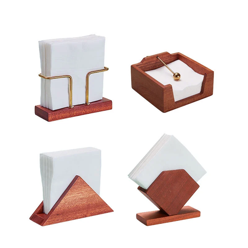 Creative Square Wooden Tissue Holder Hotel Restaurant Tabletop